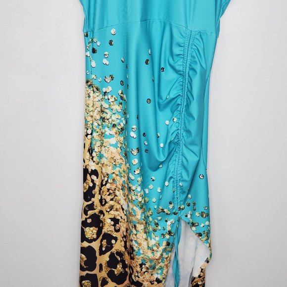 Chicme Ribbed Body Con Mixed Print Sleeveless Tank Top Torso Maxi Dress Size XL - Picture 3 of 10